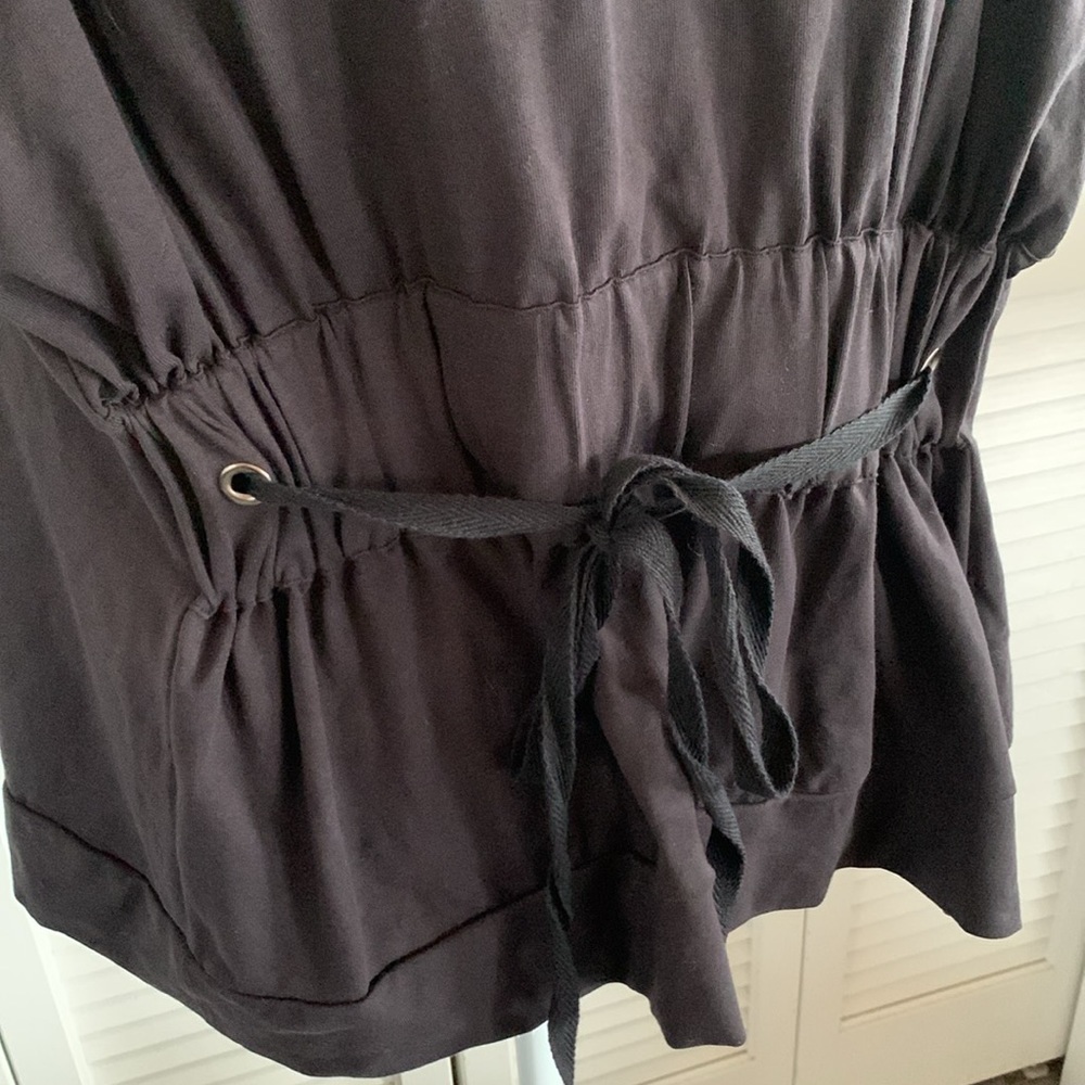 Evereve Talia Black Vest Women’s Draped Drawstring Waist Peruvian Cotton OSFM - Picture 4 of 8